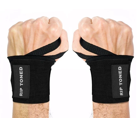 Rip Toned weightlifting exercise workout wrist straps black
