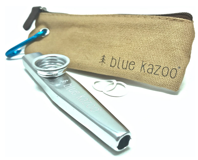Original Blue Kazoo | Ultralight Aluminum Backpacking Kazoo | Canvas Bag & Carabiner