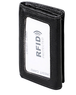 RFID Genuine Leather Card Holder w/Zippered Pocket