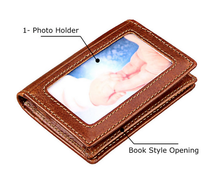RFID Compact Wallet Business Card Holder with ID Window (BLK or BRWN)