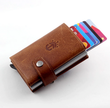 Slim RFID Metal Pop Up Leather Wallet