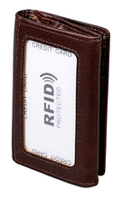 RFID Genuine Leather Card Holder w/Zippered Pocket
